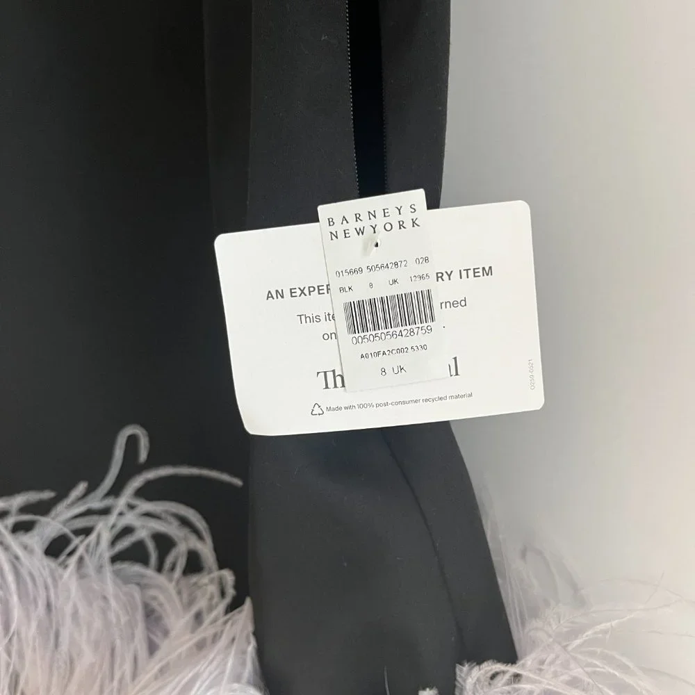 16ARLINGTON Black mini dress with feather trim - Picture 7 of 12